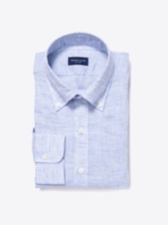 Canclini Light Blue Horizontal Stripe Linen Fitted Dress