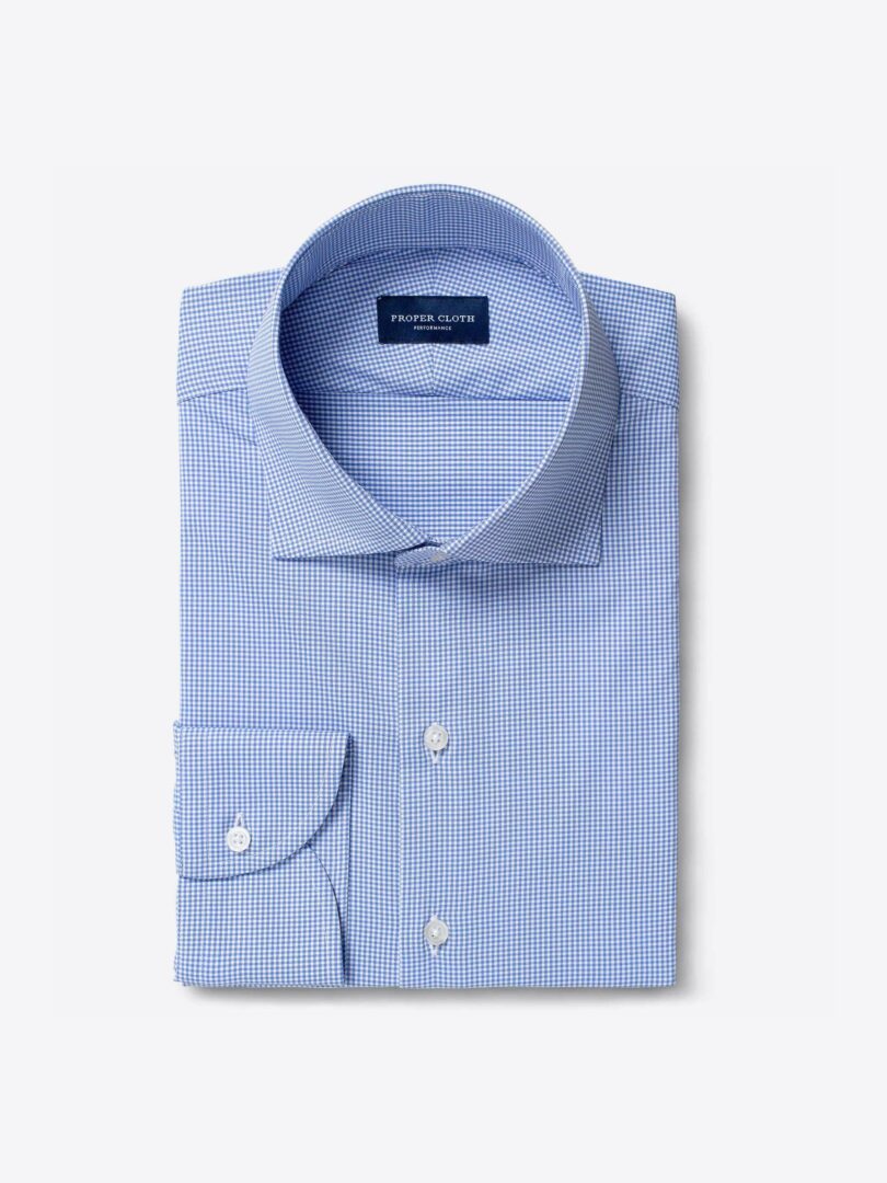 Performance Blue Mini Gingham Men's Dress Shirt 