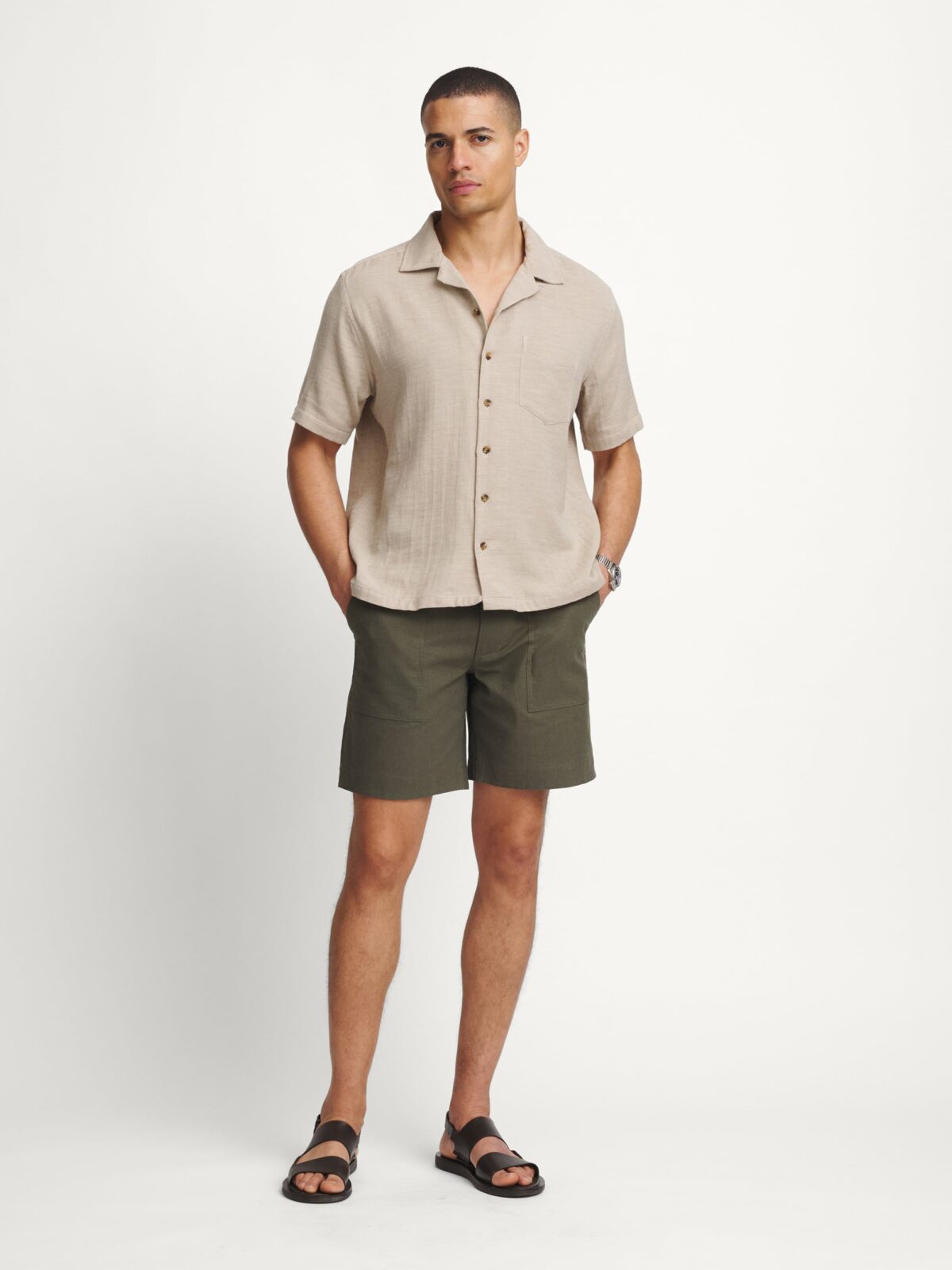 The Italian Gauze Camp Shirt in Beige