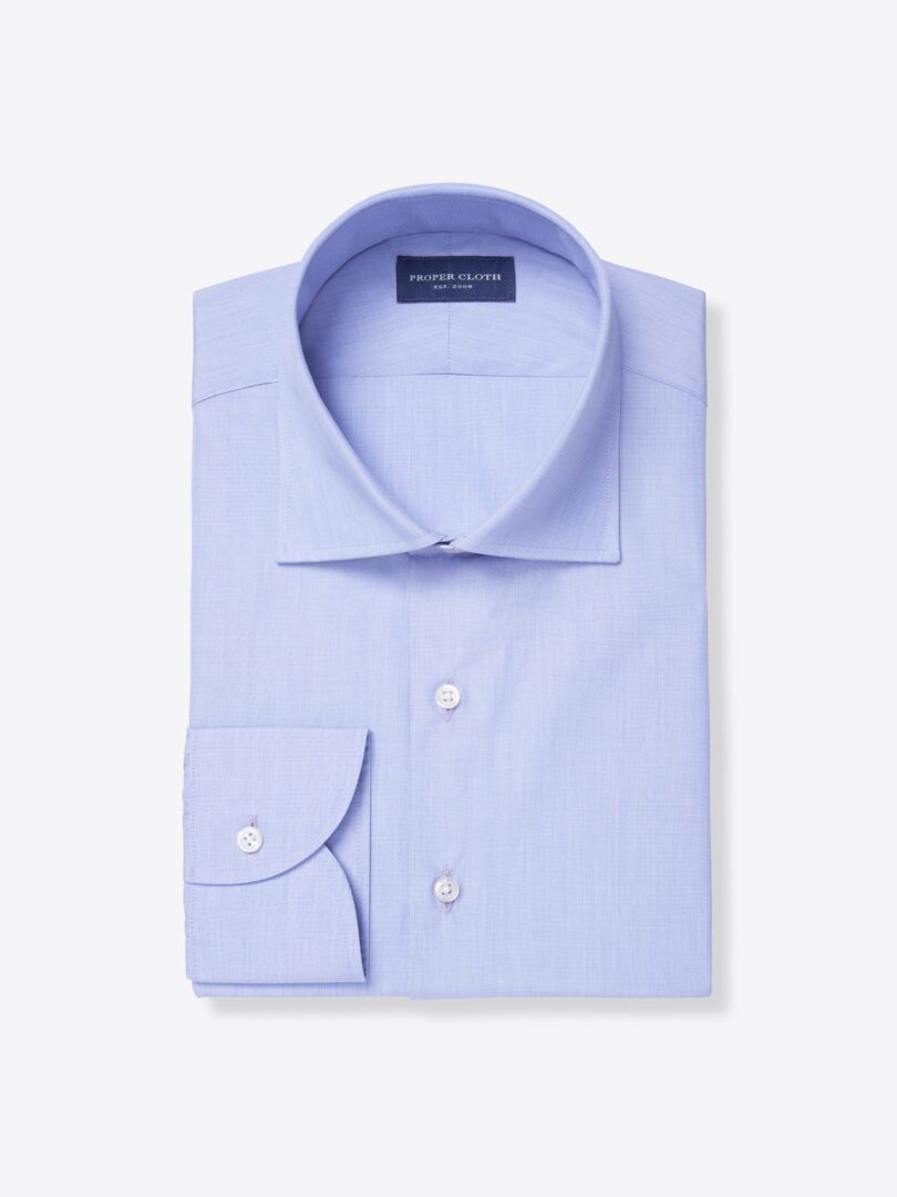 Thomas Mason Luxury Blue End-on-End Men's Dress Shirt 