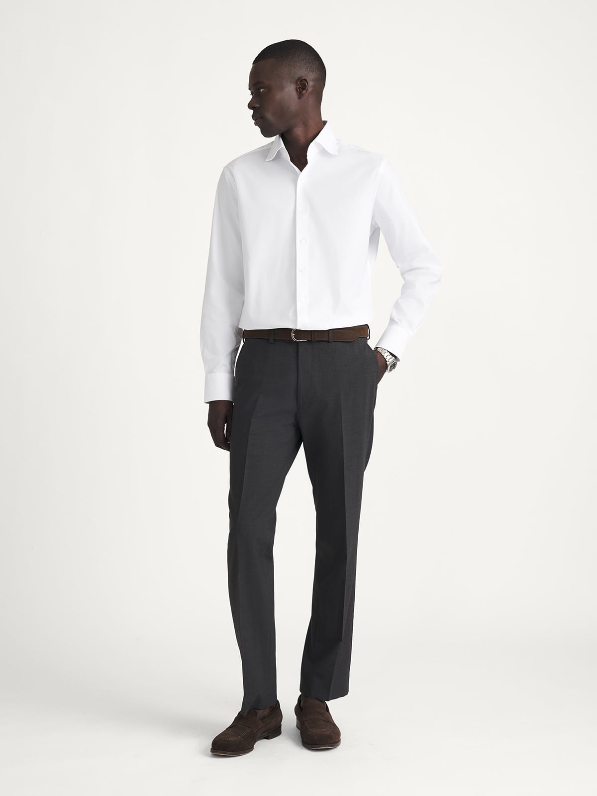 The Thomas Mason Non-Iron Shirt in White Pinpoint