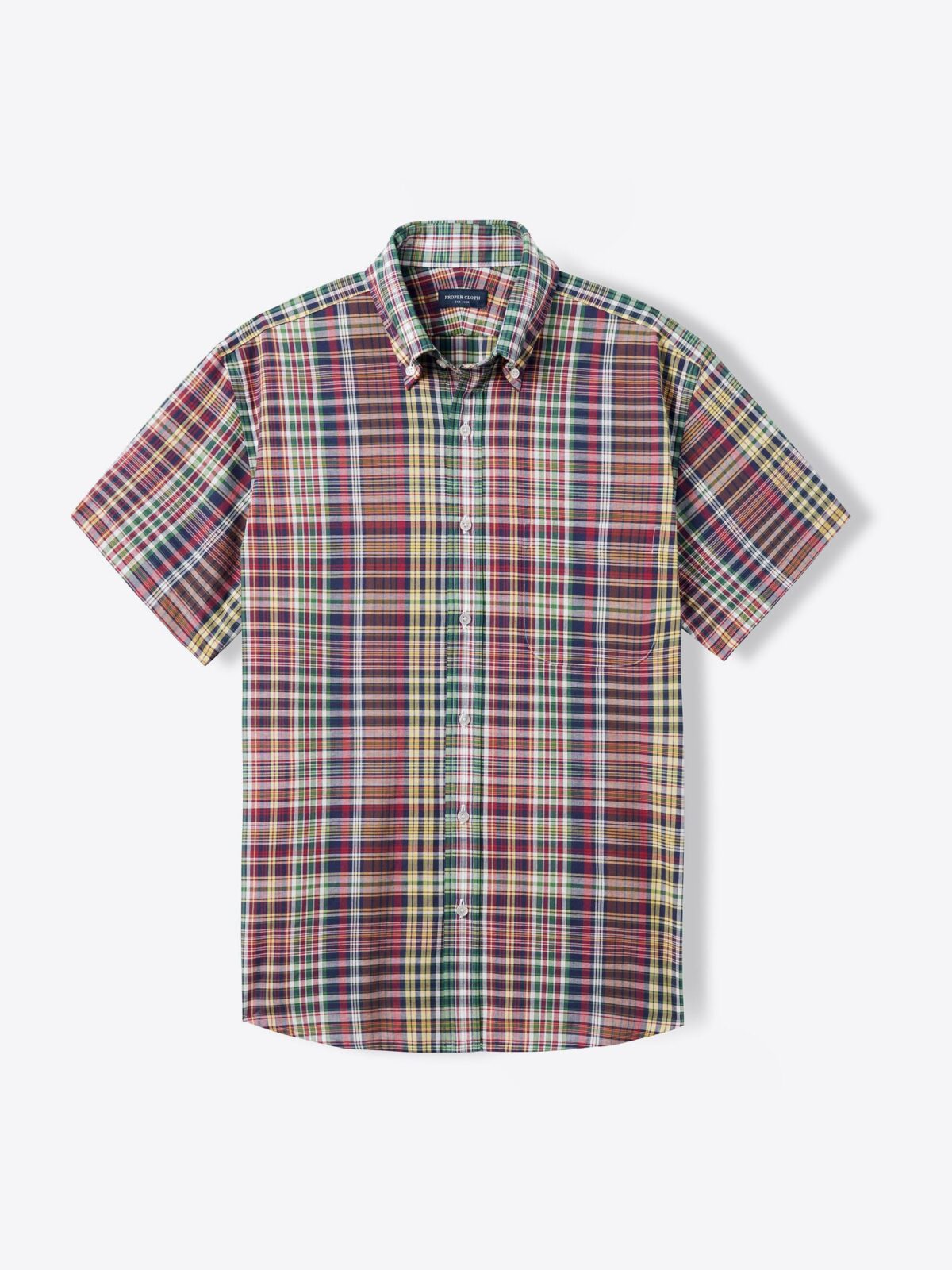 Red Brown and Green Indian Madras Shirt by Proper Cloth