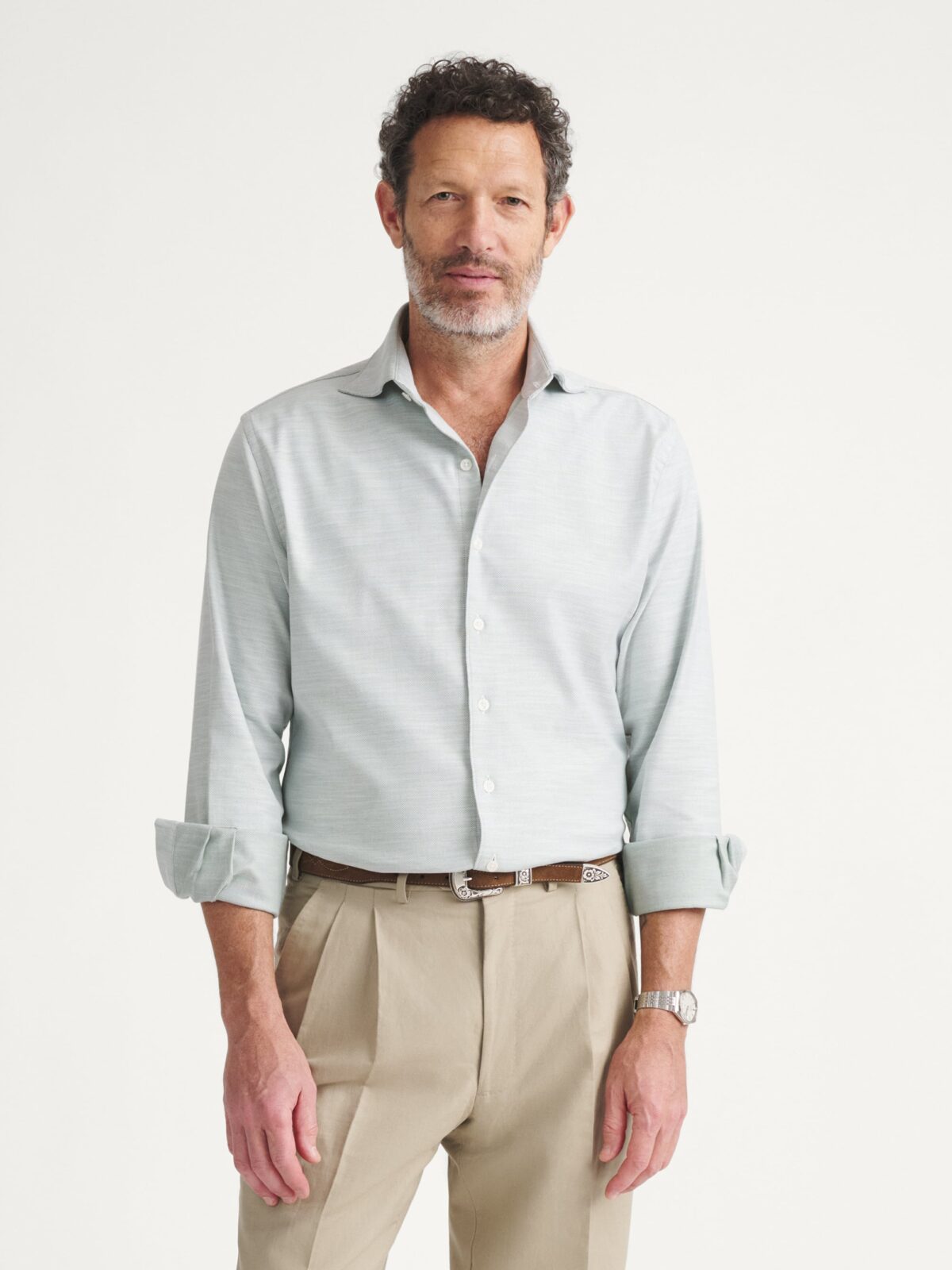 Proper Cloth Men's Amalfi Sage Stretch Pique Custom Dress Shirt