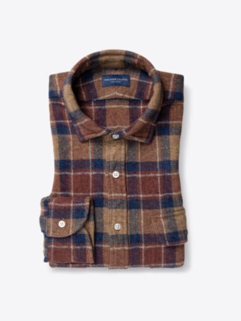 Shop Japanese Washed Rust and Navy Low Twist Plaid