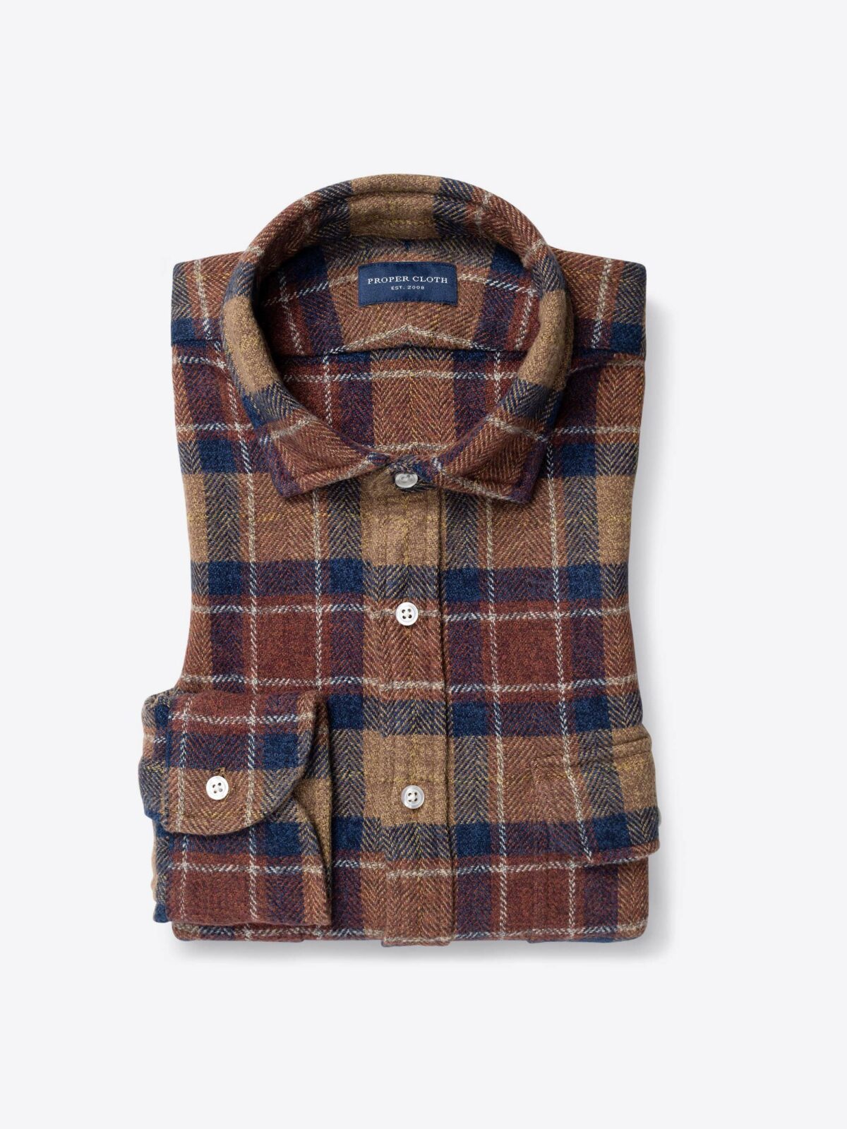 Japanese Washed Rust and Navy Low Twist Plaid Shirt by Japanese Washed Rust and Navy Low Twist Plaid Shirt by