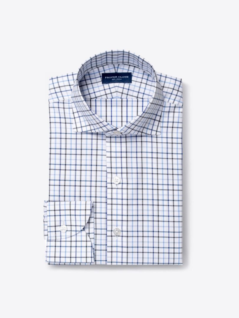 Thomas Mason Grey and Blue Tattersall 