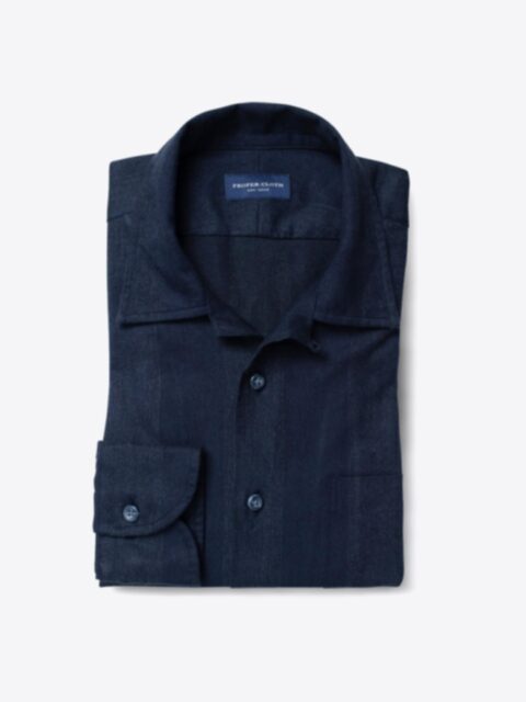 Shop Canclini Navy and Grey Wide Stripe Beacon Flannel
