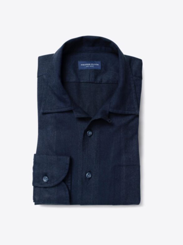 Canclini Navy and Grey Wide Stripe Beacon Flannel