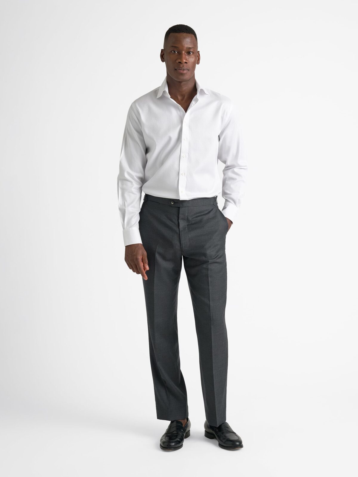 ☆roku cotton dobby dye shirt☆ホワイト 38 The Non-Iron Shirt in White Dobby