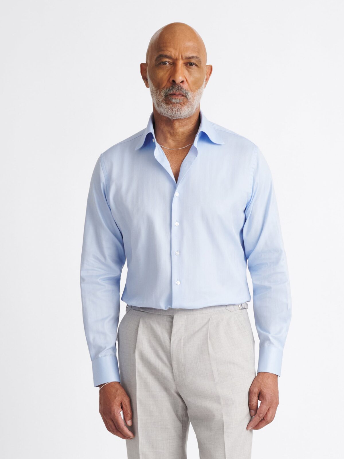 blue dressing shirt Men's Satin Blue Dress Shirt main image 0