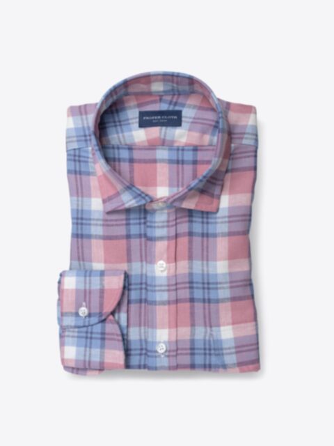 Shop Mesa Light Blue and Rose Cotton Linen Vintage Plaid