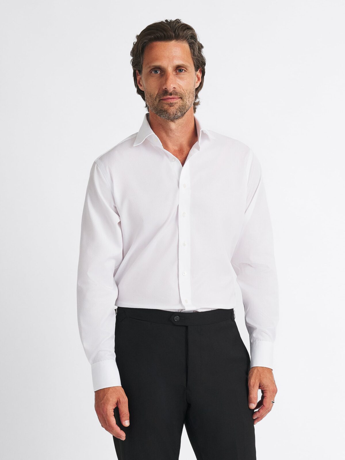 White Wrinkle-Resisant Diamond Jacquard Shirt