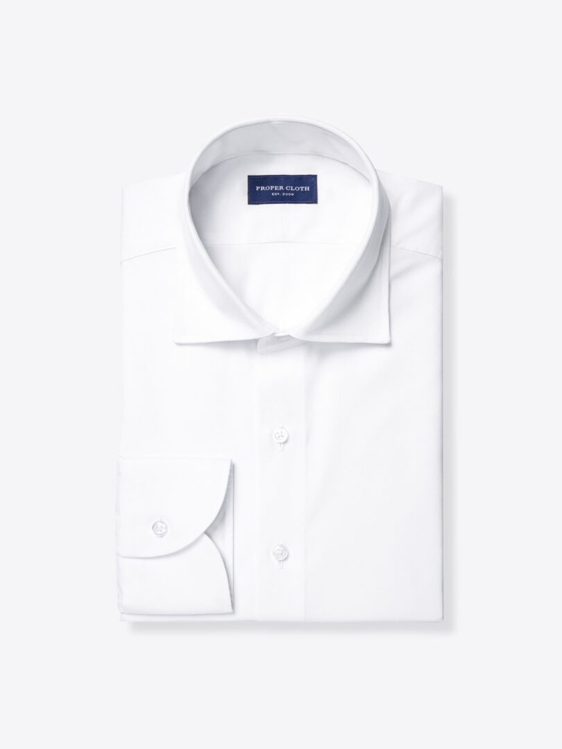 Thomas Mason Wrinkle-Resistant White Royal Oxford Custom Dress Shirt 