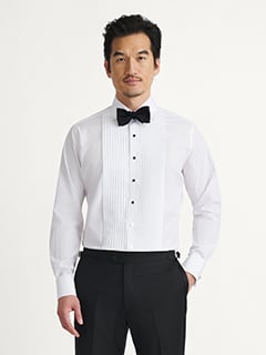 TIE YOUR TIE FLORENCE ドレスB.D.シャツ ホワイト 38 The Pleated Front Tuxedo Shirt in Thomas Mason White Luxury Broadcloth