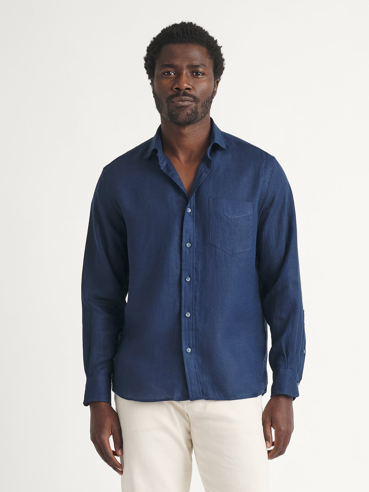 The Irish Linen Casual Shirt in Navy