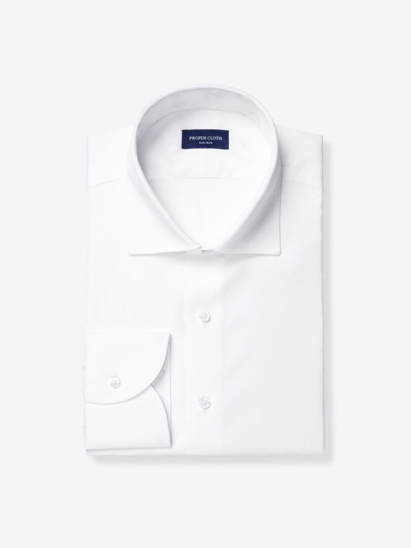 Thomas Mason Non-Iron White Pinpoint Fitted Shirt 
