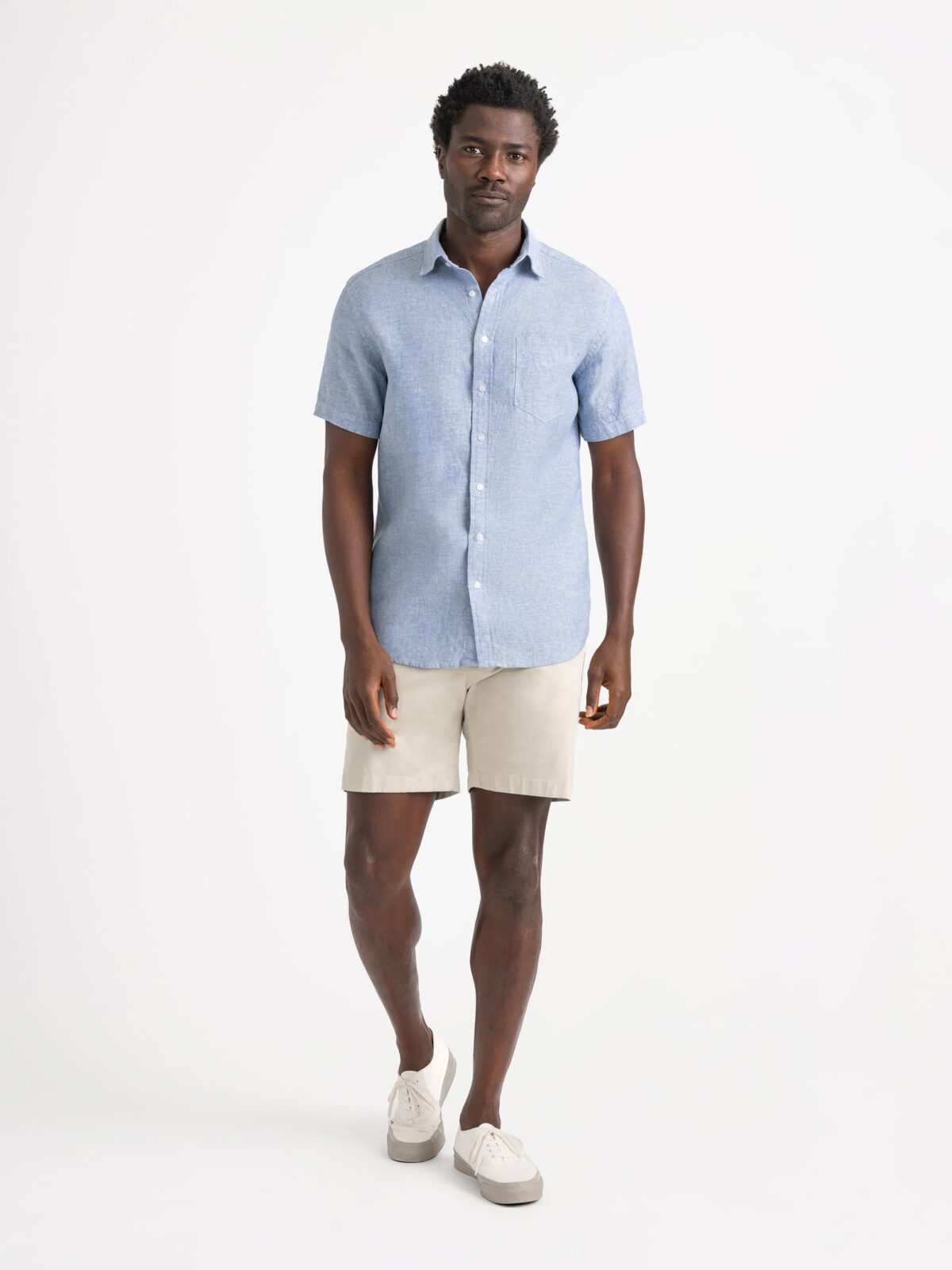 Blue Chambray Washed Linen Shirt by Proper Cloth