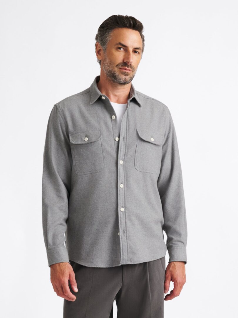 Grey Melange Cotton Cashmere Italian Flannel Thumb Detail
