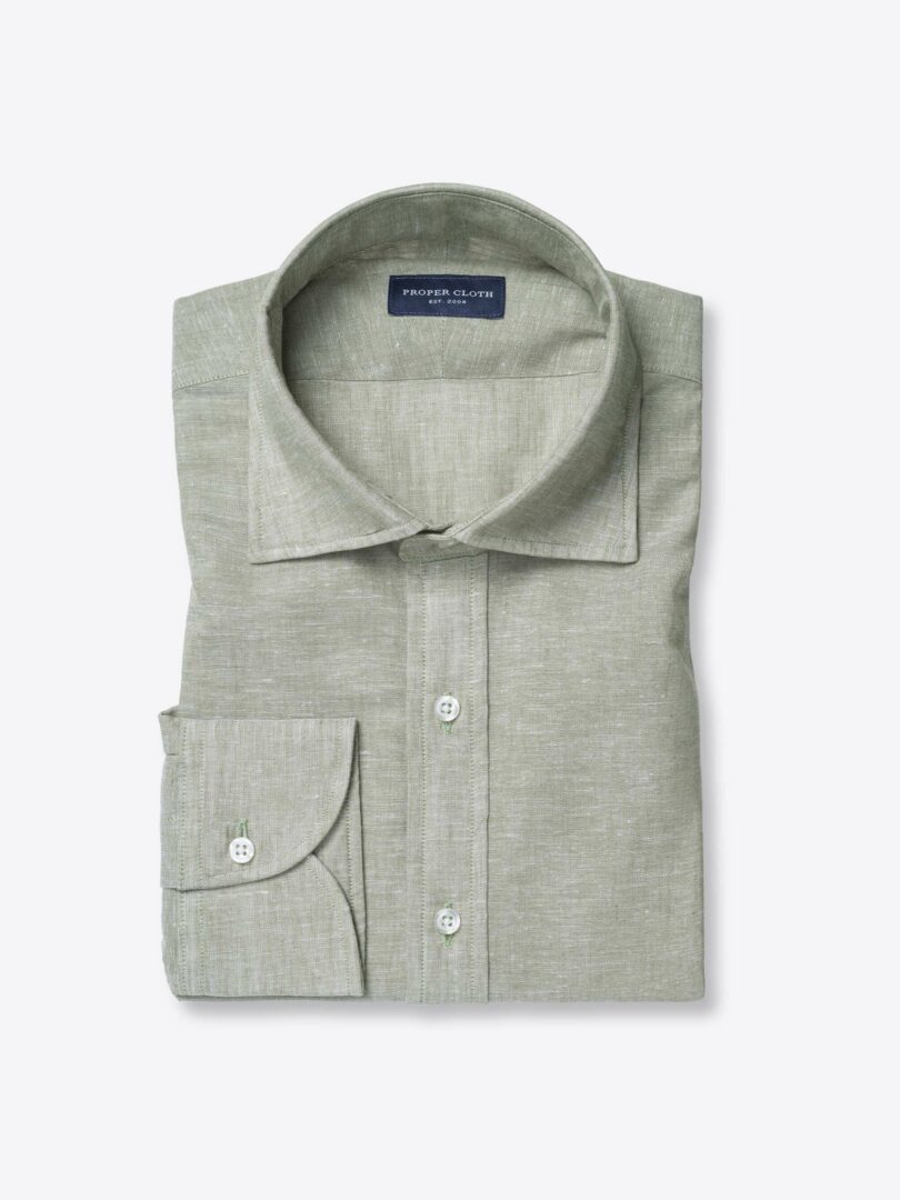 Faded Sage Green Cotton and Linen Blend 