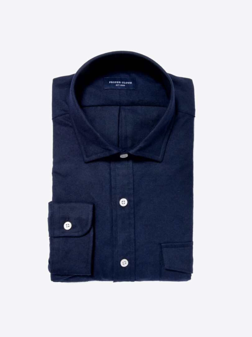 Teton Navy Flannel Custom Dress Shirt 