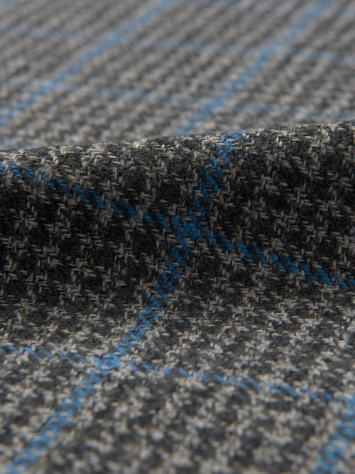 Japanese Grey and Blue Windowpane Low Twist Check Shirt by Japanese Grey and Blue Windowpane Low Twist Check Shirt by