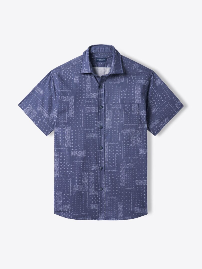 Albiate Blue Bandana Print Short Sleeve Shirt