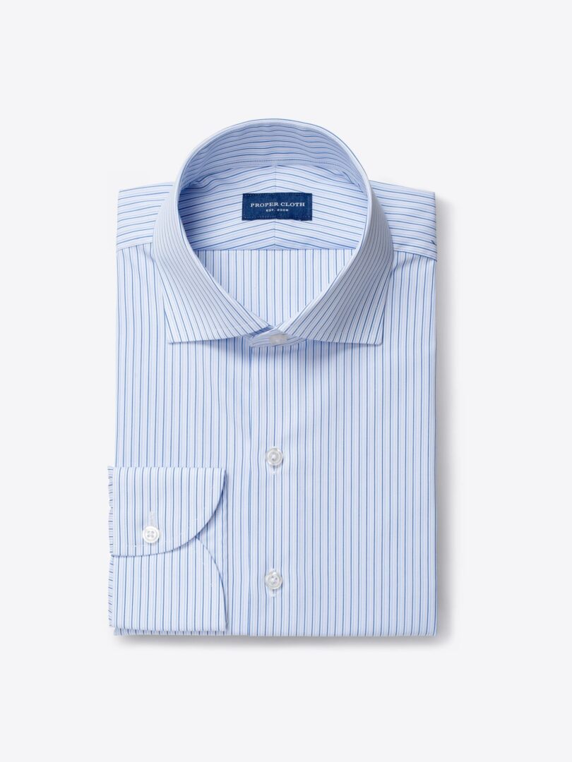 Waverly Blue and Light Blue 120s Shadow Stripe 