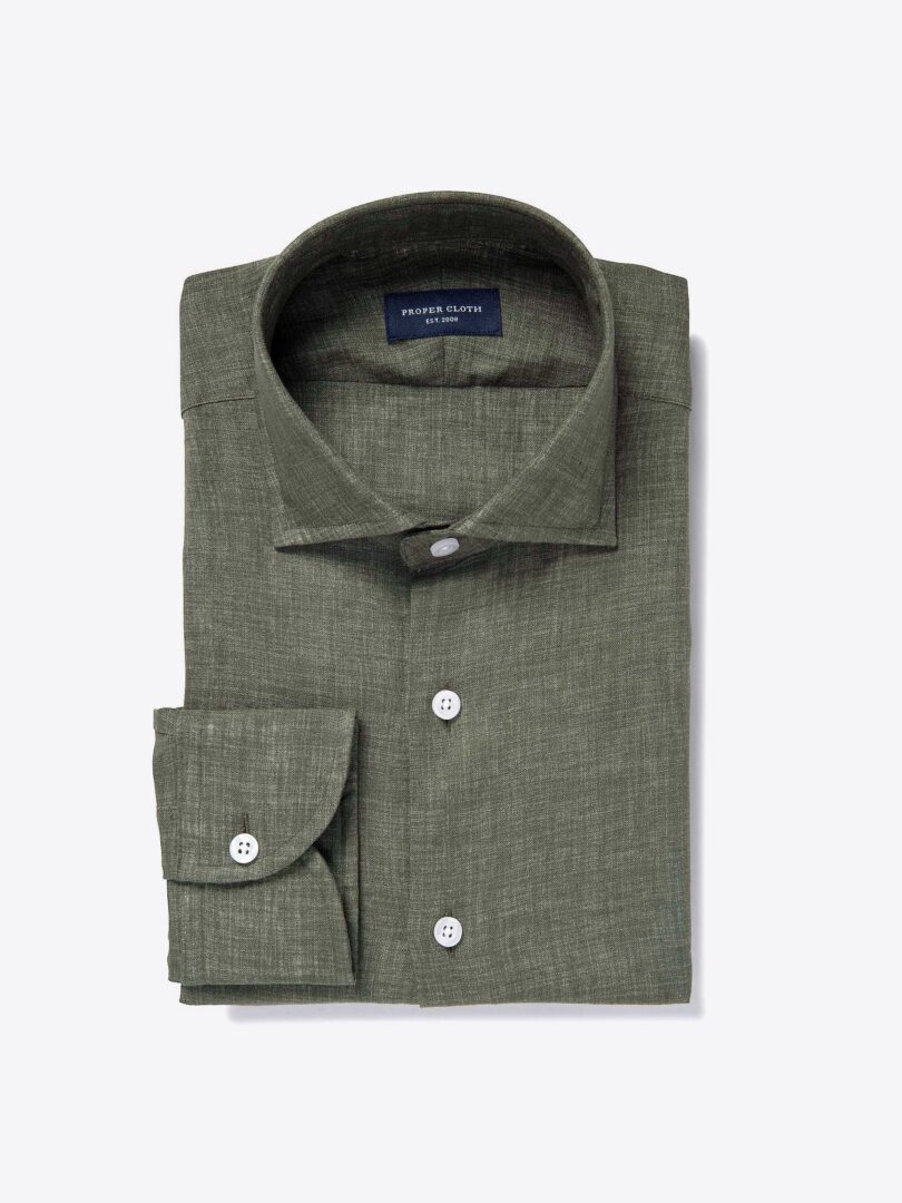 Canclini Olive Linen Tailor Made Shirt 