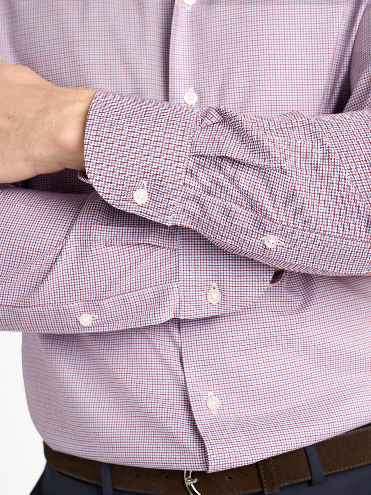 burgundy gingham dress shirt Men's White and Oxblood Gingham Long Sleeve Dress Shirt, Stain Repellent, Wrinkle Resistant
