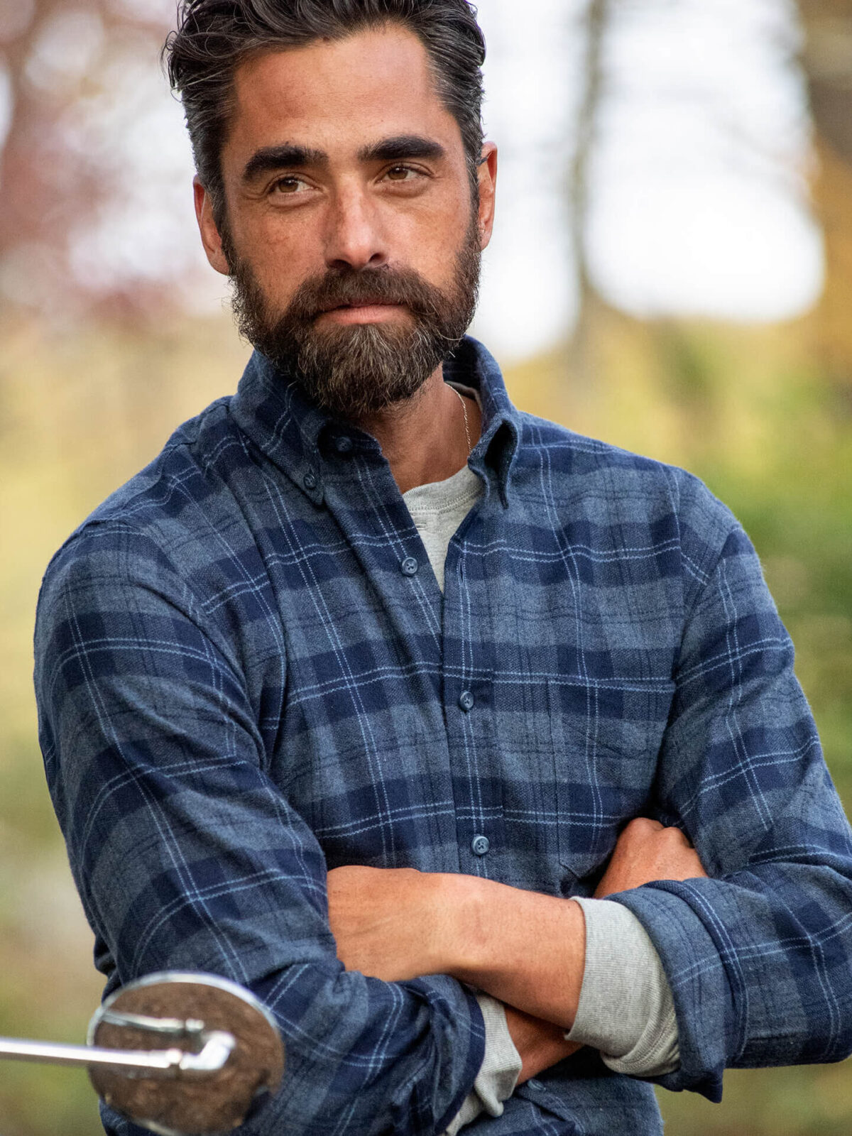 Cromoncent Camicia Uomo Casual In Flanella Di Lino Blu - Maniche Lunghe, Morbida E Leggera, Taglia L