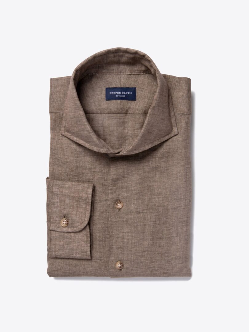 Canclini Brown Linen Fitted Shirt 