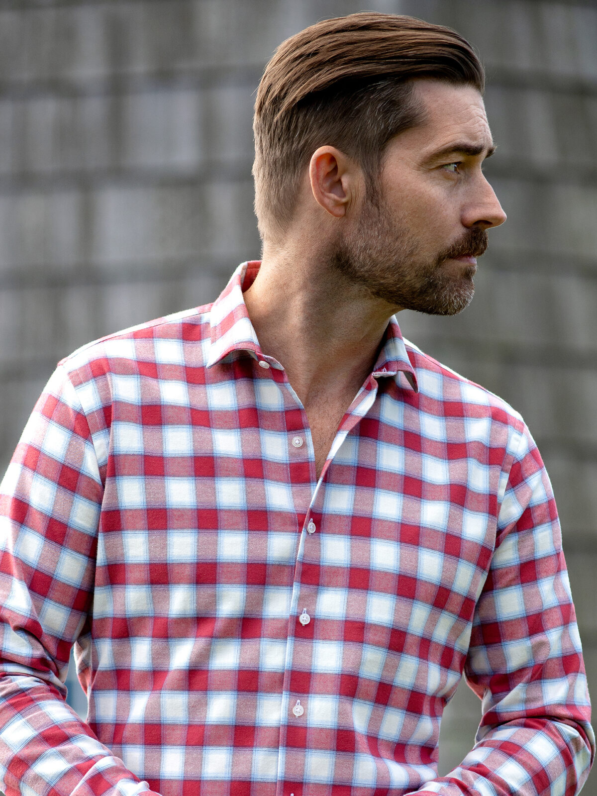 fitted lace wedding dress Red White Blue Plaid Long Sleeve Men Button Up Shirt, American Check Tartan Print Dress Buttoned Collar Dress Shirt with Chest Pocket Xs