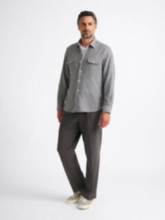 The Cotton and Cashmere Flannel Workshirt in Grey Melange