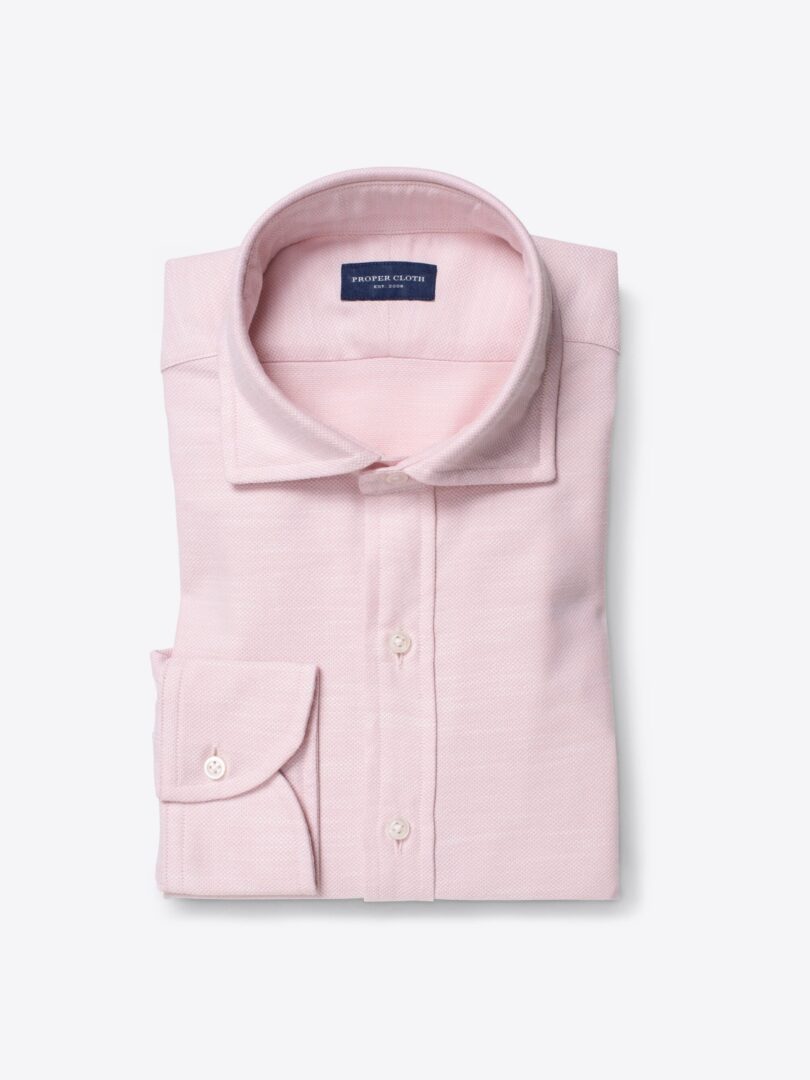 Amalfi Pale Pink Pique Custom Dress Shirt 