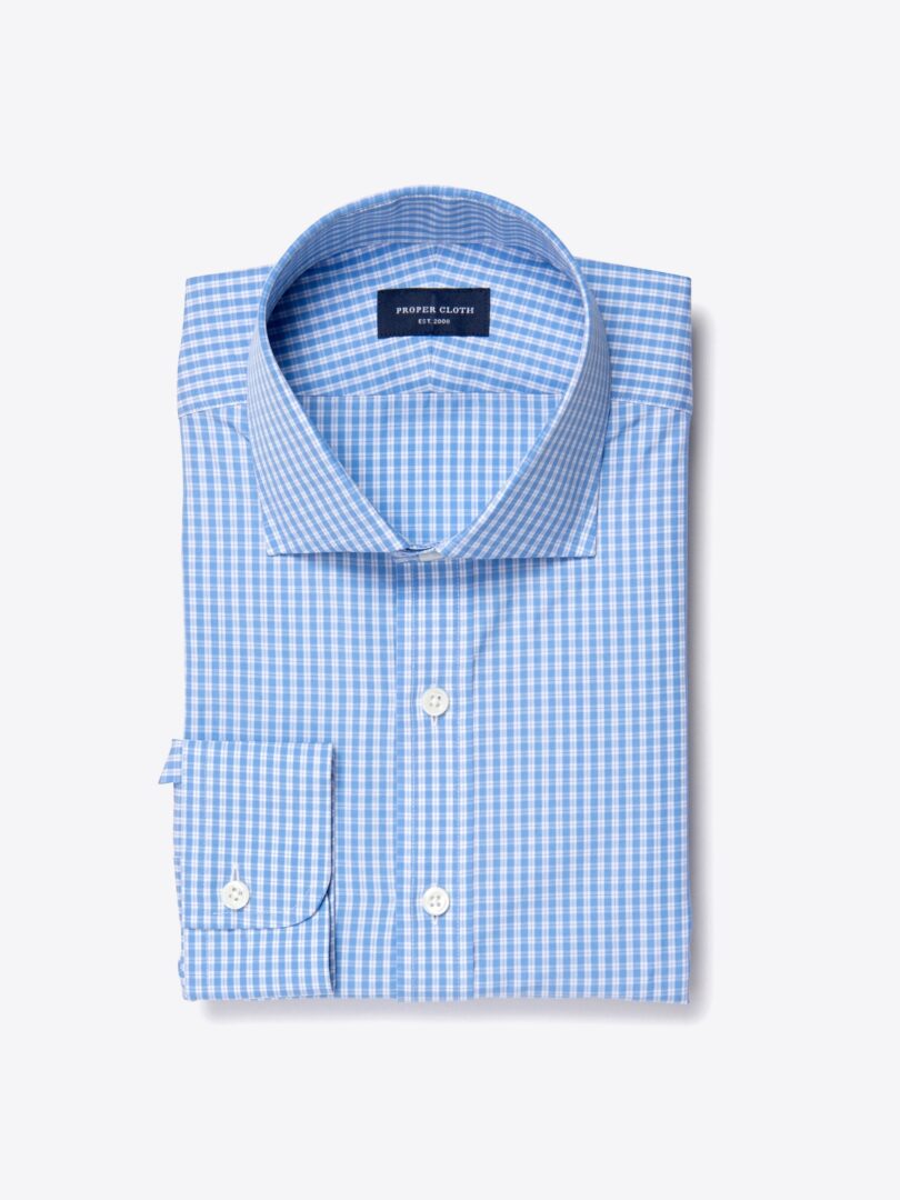 Trento 100s Blue Check Custom Made Shirt 