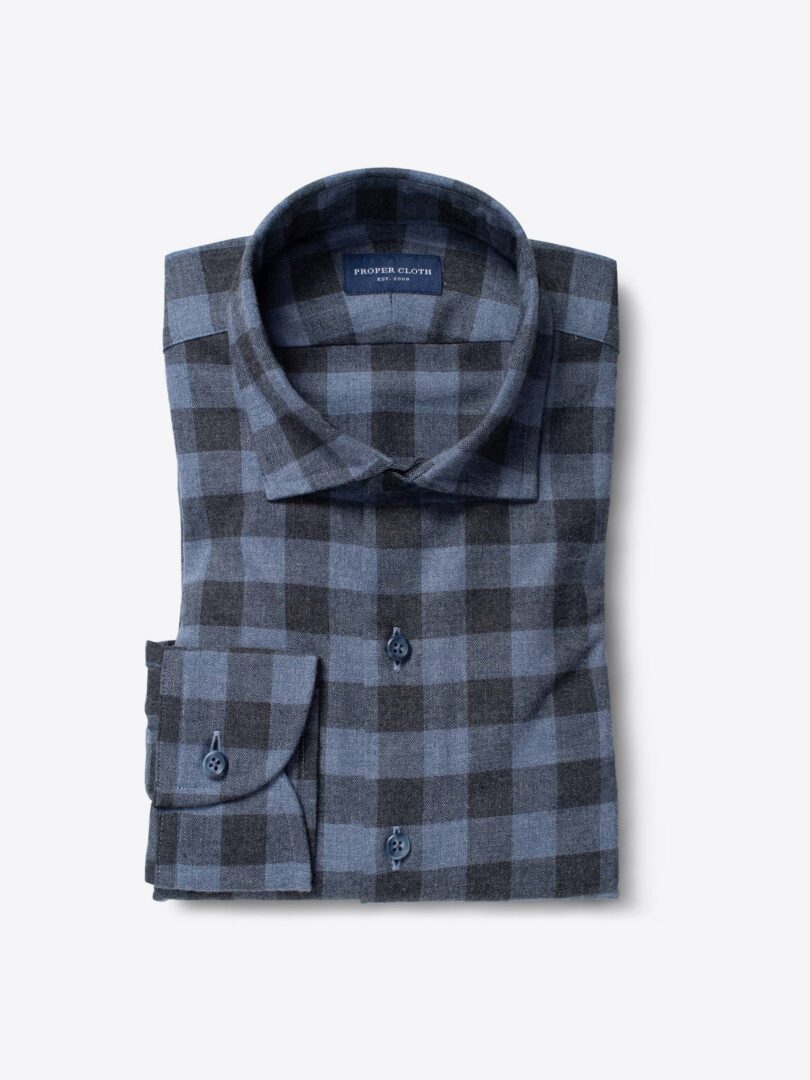 Stowe Slate and Charcoal Melange Gingham Flannel 