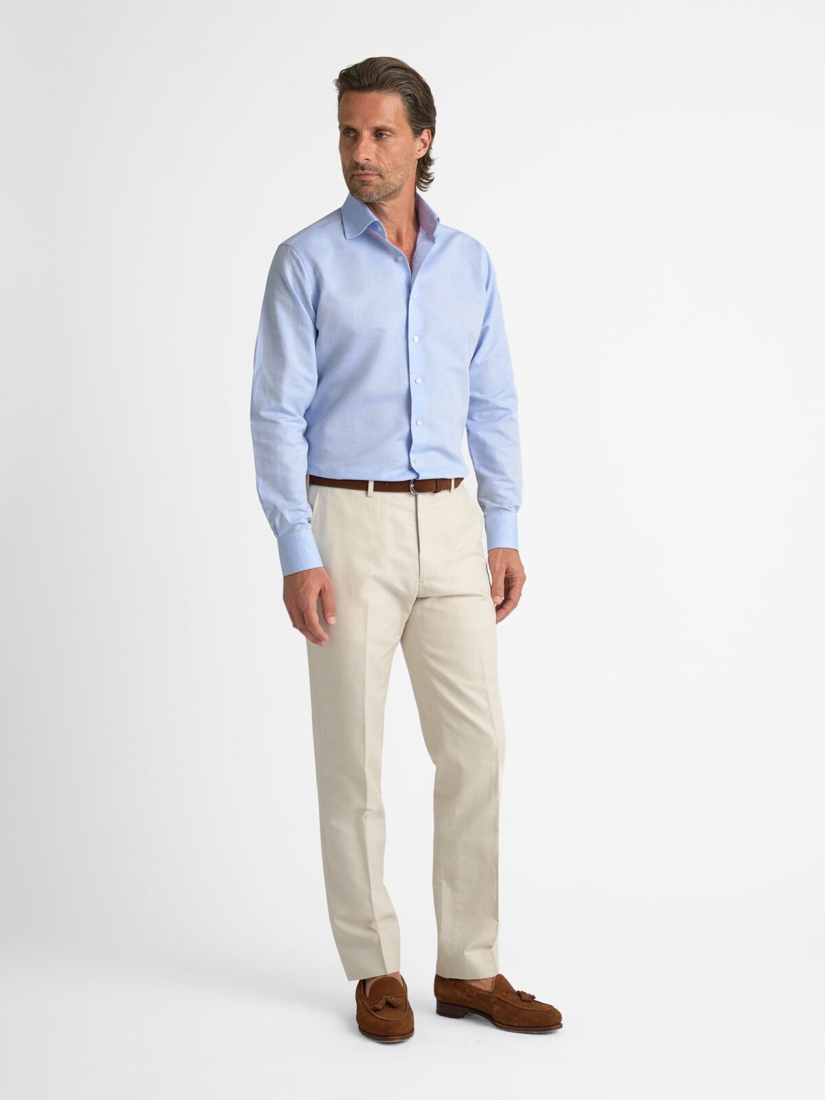 Portuguese Light Blue Cotton Linen Dress Shirt Shirt