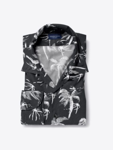 Shop Albini Faded Black and White Palm Tree Print Tencel