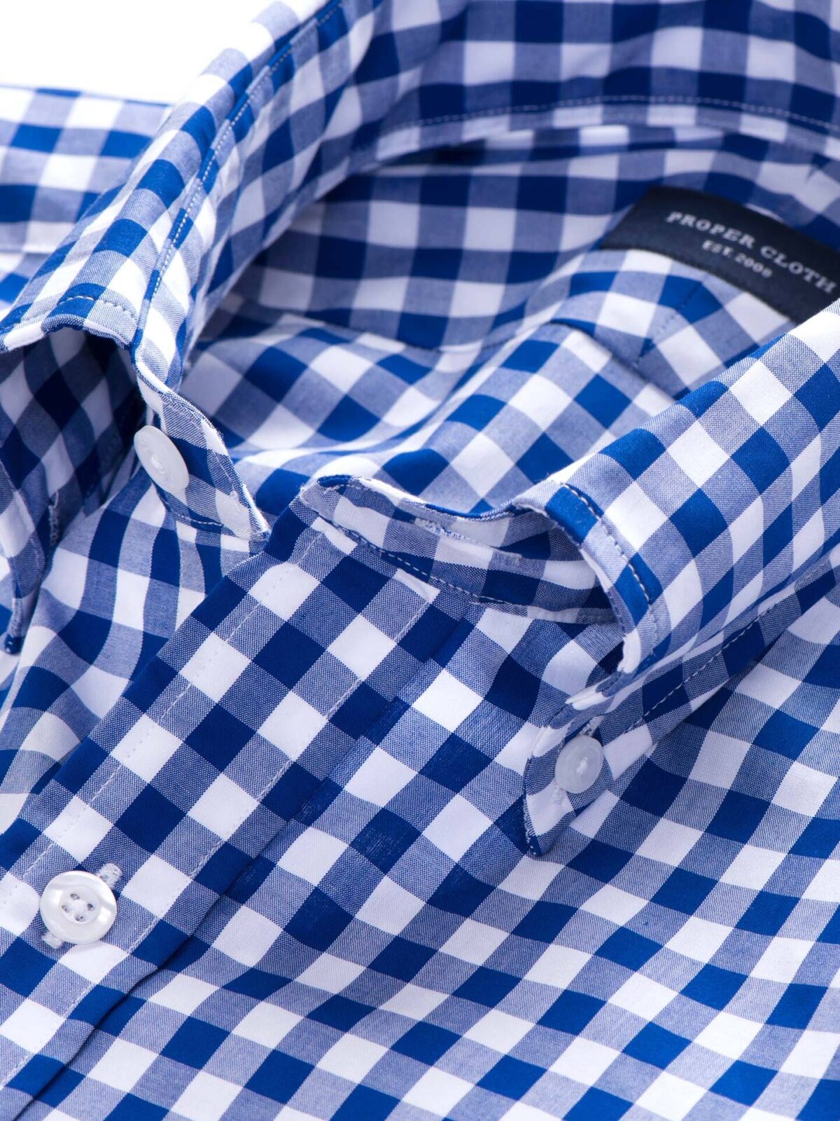 Royal Blue Large Gingham Men's Dress Shirt Shirt by Proper Cloth