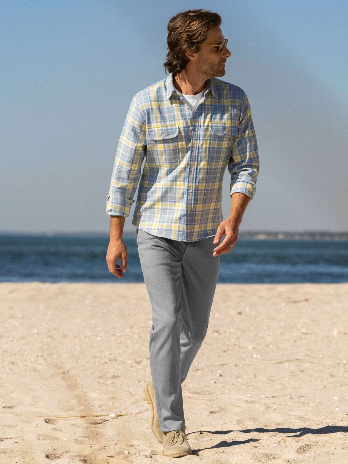 Faded Blue and Yellow California Plaid Shirt by Proper Cloth
