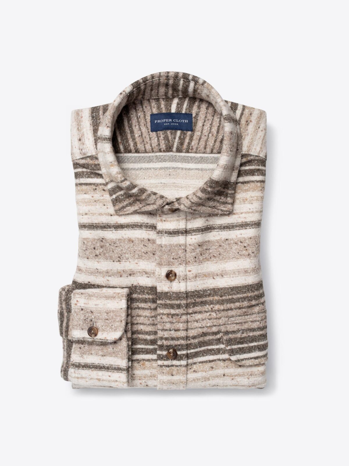 Japanese Beige Blanket Stripe Shirt