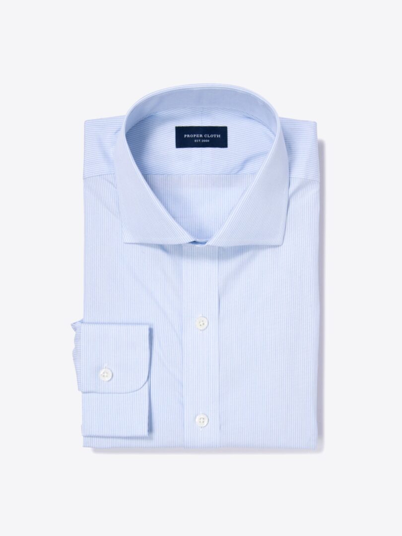 Thomas Mason Light Blue End-on-End Stripe Tailor Made Shirt 