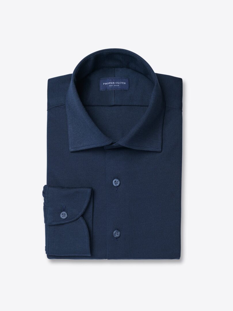 Carmel Navy Cotton and Tencel Pique 