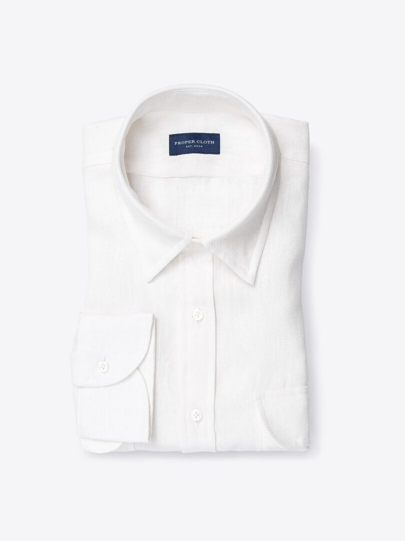 Albini Washed Natural White Linen Twill 