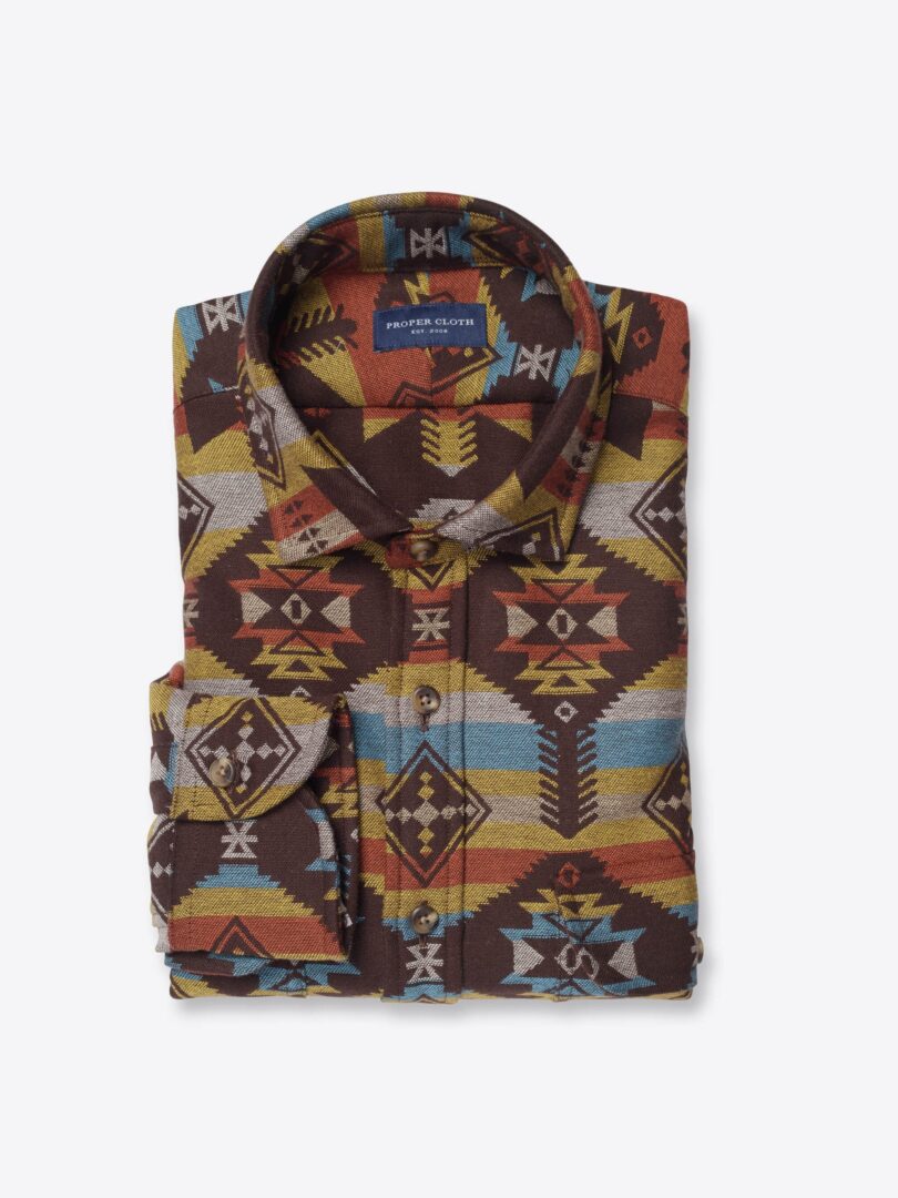 Japanese Brown and Gold Southwest Jacquard 