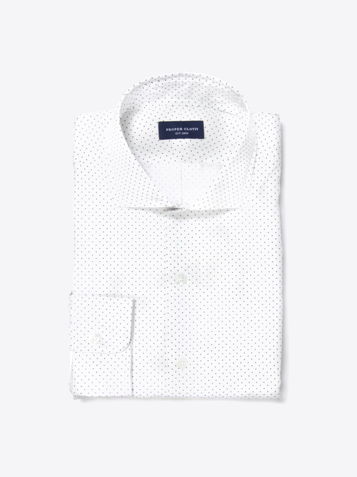 Navy on White Pindot Print Dress Shirt Shirt by Proper Cloth Navy on White Pindot Print Dress Shirt Shirt by Proper Cloth