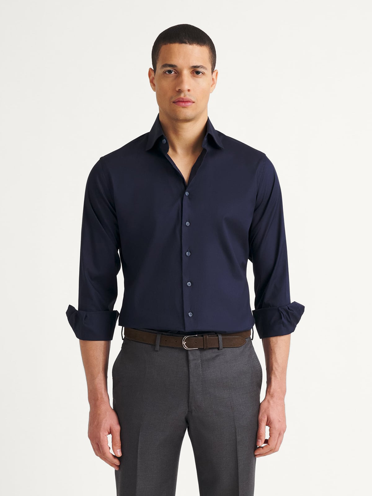 The Weston Pinpoint Dress Shirt in Navy The Weston Pinpoint Dress Shirt in Navy