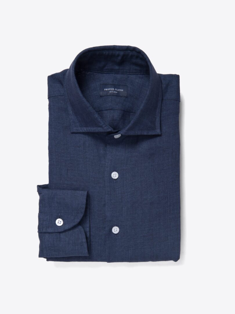 Portuguese Navy Delave Linen Custom Made Shirt 