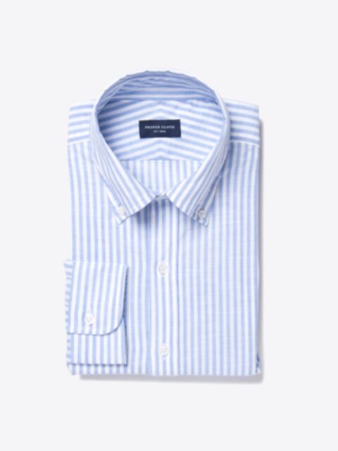Shop Albini Light Blue Chambray Stripe