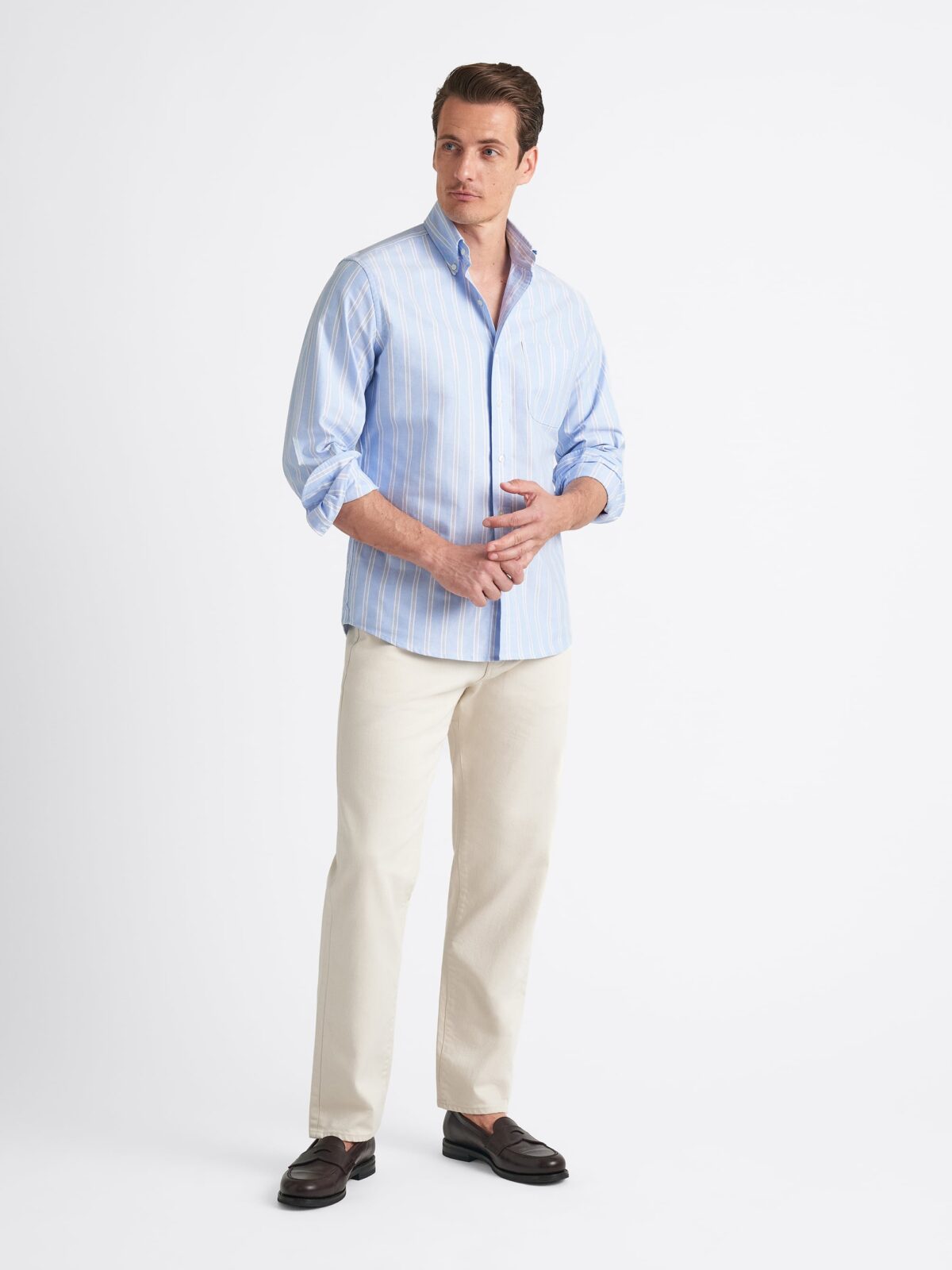 Clark Blue and White Striped Oxford Cloth Shirt